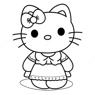 Pagina Para Colorear Hello Kitty En Un Vestido Bonito 9217-7530