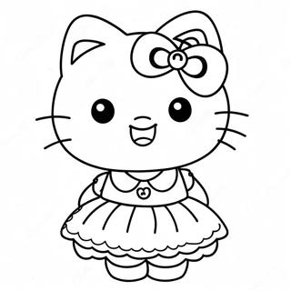 Pagina Para Colorear Hello Kitty En Un Vestido Bonito 9217-7531