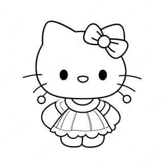 Pagina Para Colorear Hello Kitty En Un Vestido Bonito 9217-7532