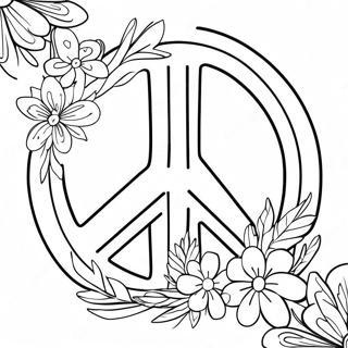 Pagina Para Colorear Del Signo De Paz Colorido Con Flores 942-753