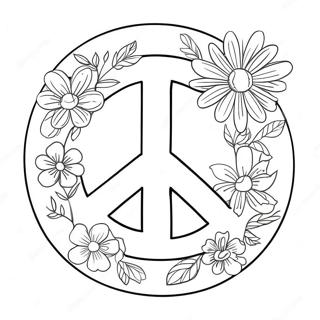 Pagina Para Colorear Del Signo De Paz Colorido Con Flores 942-754