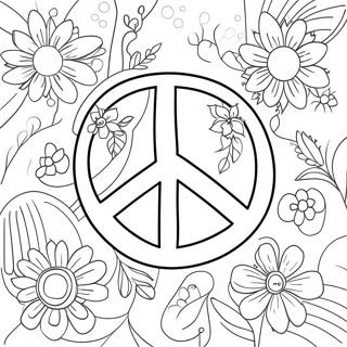 Pagina Para Colorear Del Signo De Paz Colorido Con Flores 942-755