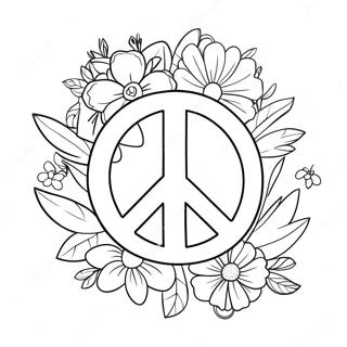 Pagina Para Colorear Del Signo De Paz Colorido Con Flores 942-756