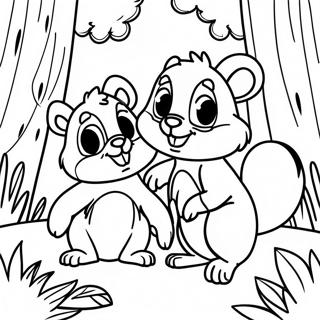 Pagina Para Colorear De Chip Y Dale En El Bosque 9687-7904