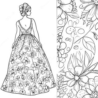 Coqueta Elegante Con Vestido Floral Pagina Para Colorear 9767-7975