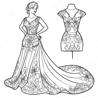 Coqueta Elegante Con Vestido Floral Pagina Para Colorear 9767 8040