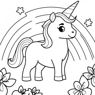 Pagina Para Colorear De Cachorro Unicornio Magico En Un Arcoiris 9787-7991