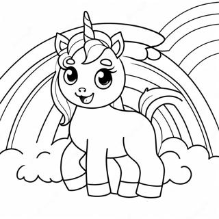 Pagina Para Colorear De Cachorro Unicornio Magico En Un Arcoiris 9787-8054