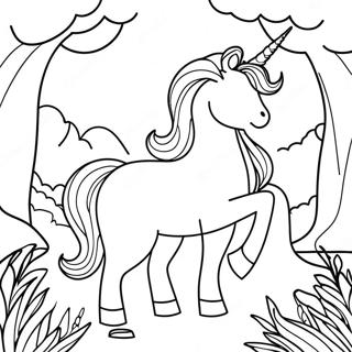 Pagina Para Colorear De Unicornio Majestuoso En Un Bosque Magico 9987-8213